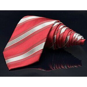 Donald J Trump Tie Signature Series Gold Bar Red Silver Repp Silk Formal Power